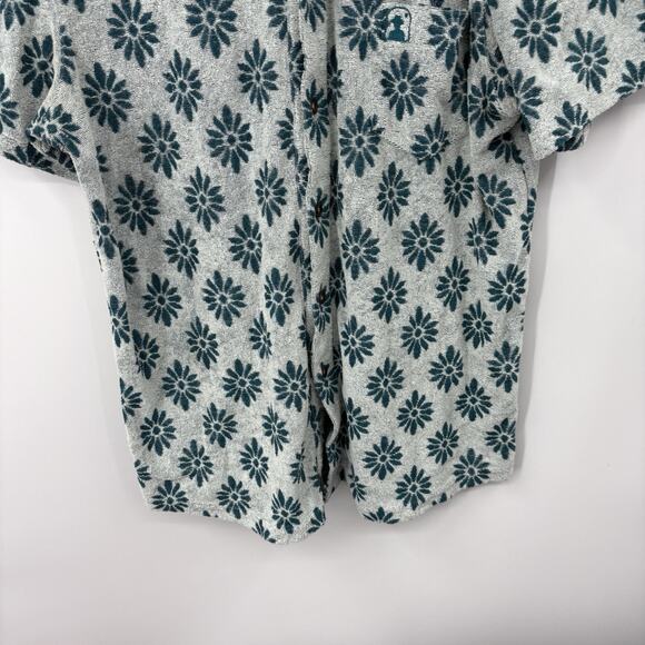 Dandy Del Mar Terry Cloth Shirt Men Large Tropez Floral Button Up Vacation Beach - Picture 4 of 7